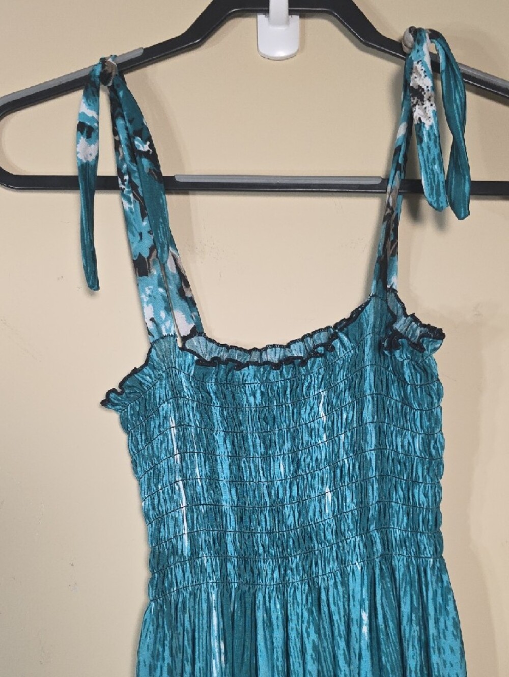 WinWin Teal Floral Midi Dress with Tie Straps - Picture 4 of 4